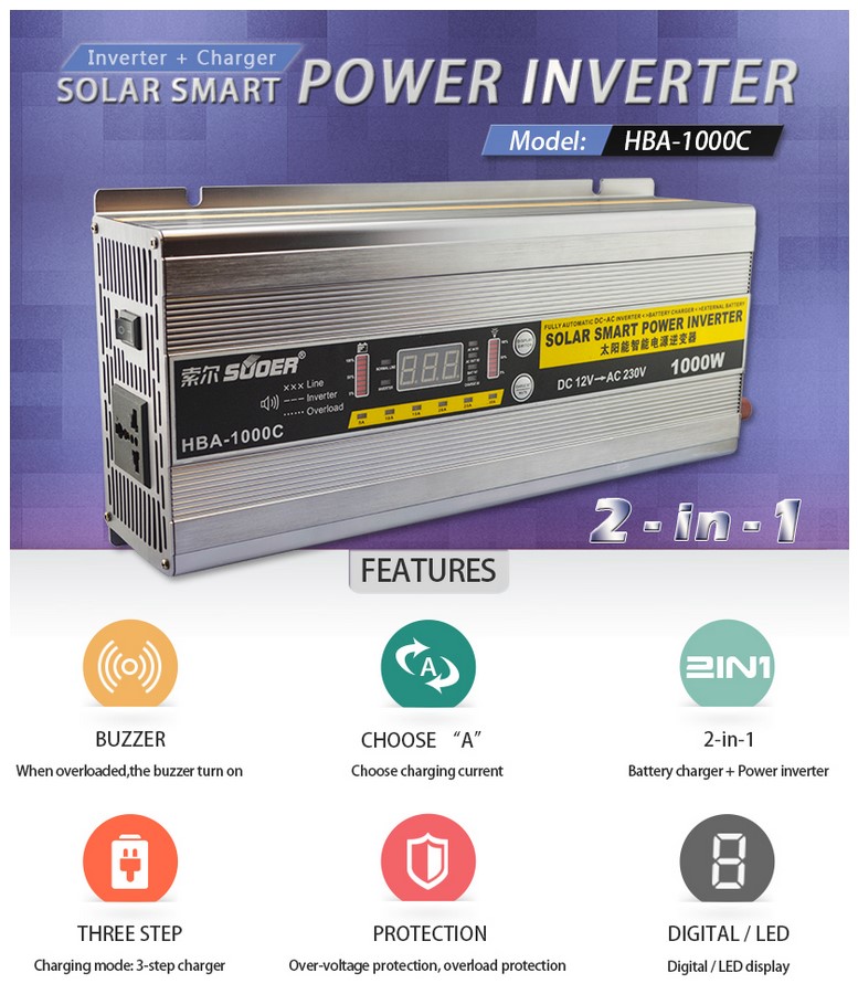 Inverter Charger 1000W 12V รุ่น HBA1000C